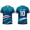Camisa de futebol de Cabo Verde, estampa tropical 3D, tamanho família, adequada para crianças e adultos, para treino, fitness e corrida.