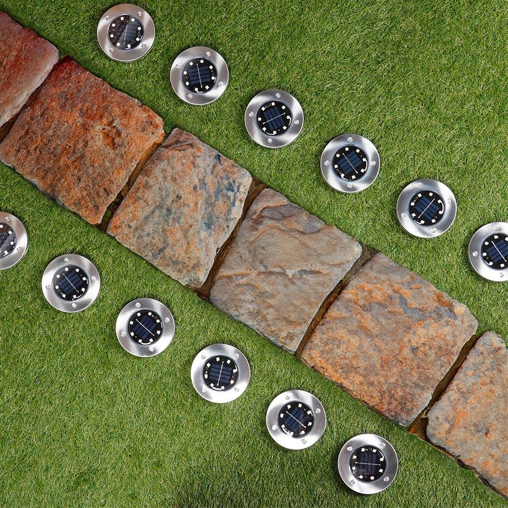 12x Solar Garden Lamp Ground Lamps LED Disc with Sensor
