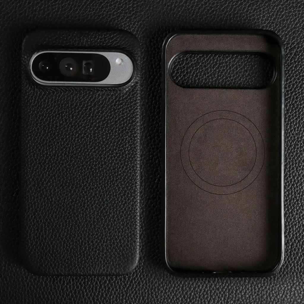 Für Google Pixel 11 Pro XL Echte Leder Magnetische Hülle mit MagSafe Luxuriöse Rindsleder Handy Rückseite für Pixel 11 10 Pro XL