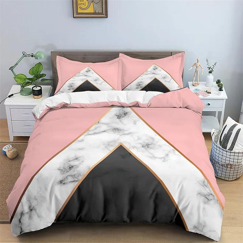 Premium Schwarzes Marmor Weiches Bettbezug-Set Queen/King/Full/Twin Größen Abmessungen Bettwäsche-Set Geometrischer Weißer Marmor Warmer Bettdeckenbezug Für Männer Frauen