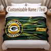Green Bay Packers Bedruckte Flanelldecke Benutzerdefinierter Name Text Weiche Warme Decke für Schlafzimmer Feiertagsgeschenk