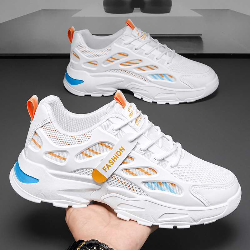 Men's shoes summer breathable 2025 new versatile mesh sports casual running heightening black dad ins trendy shoes