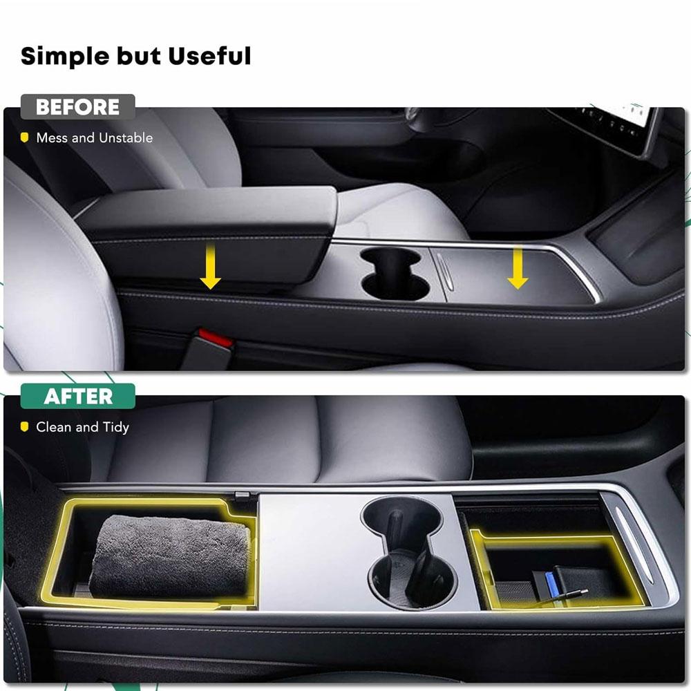 AABLT1 Center Console Organizer Tray Fit For Tesla Model 3 & Model Y 2021-2023 Center Lower Bottom Storage Box with Sunglass Holder