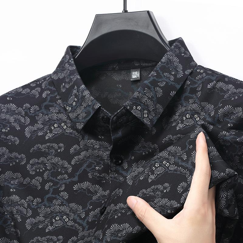 Men S Loose Fit Long Sleeve Printed Business Casual Shirt For Autumn