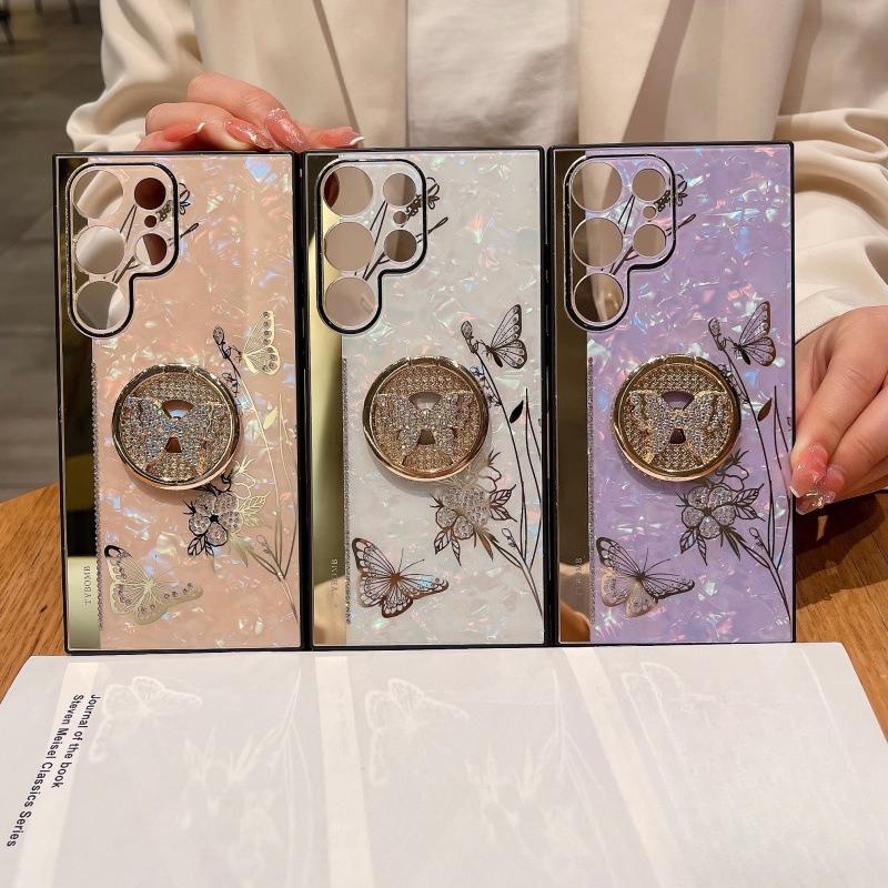 Suitable for Samsung Galaxy S24ultra Mobile Phone Case Fashion Luxury Flash Drill Bracket A72 A55 Protective Case S23