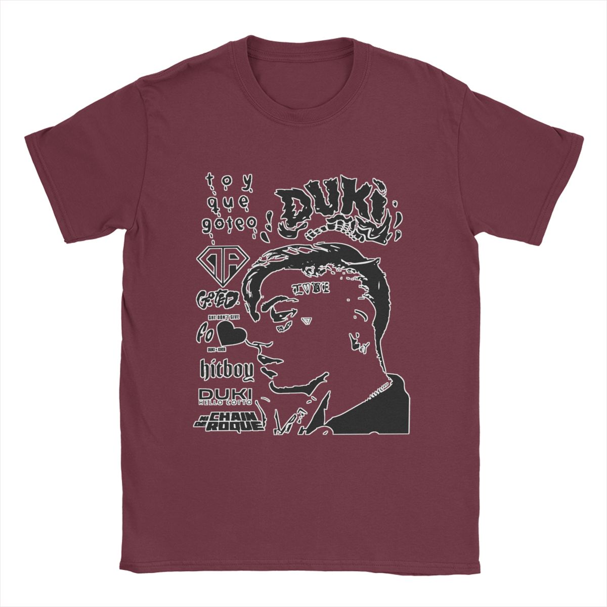 

Футболки с изображением рок-звезды Дуки Рэпера для мужчин, 100% хлопок, модные мужские футболки с круглым вырезом, топы с графическим принтом XXXXXL бордовый