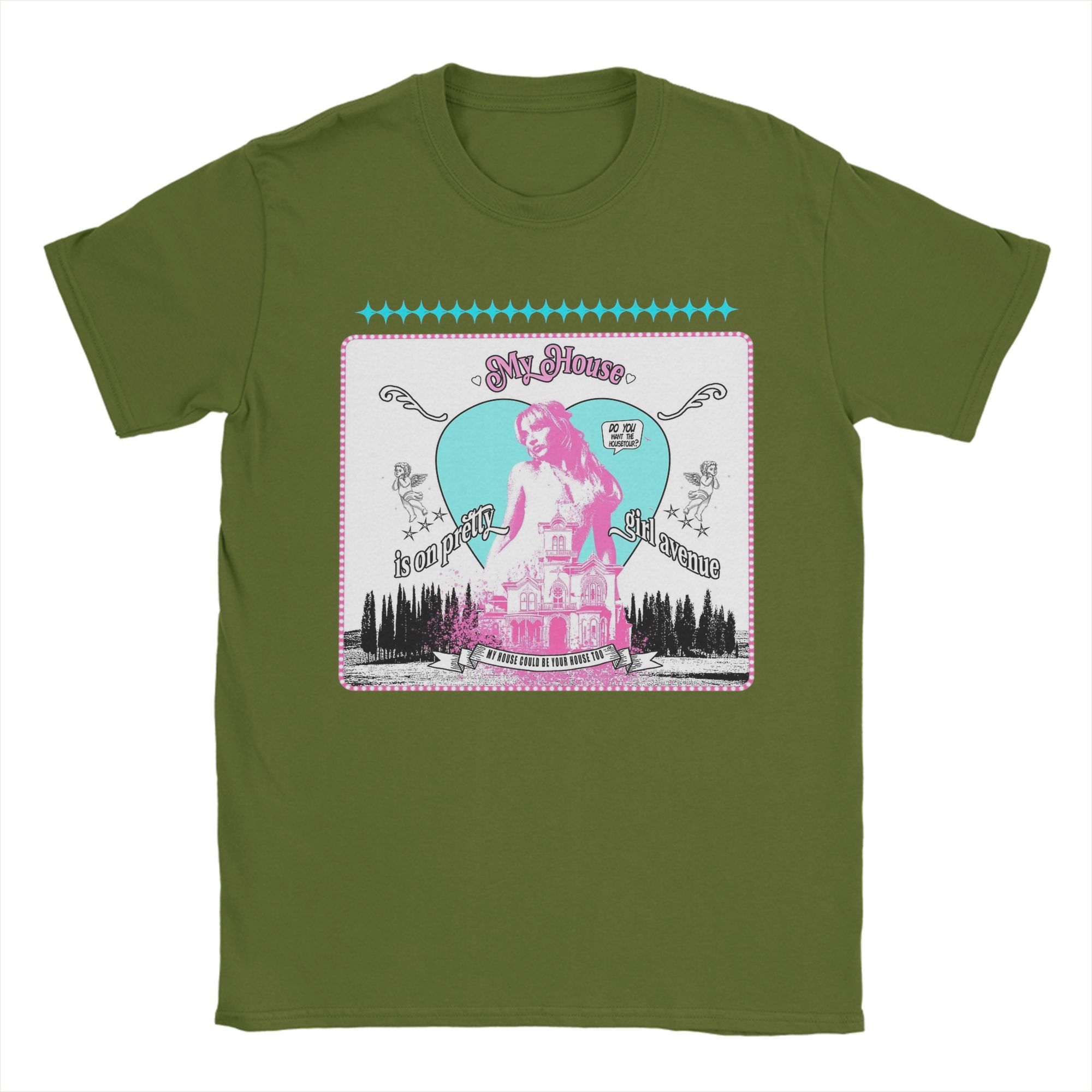 

Pretty avenue House Tour Sabrina Carpenter T Shirts for Men 100% Cotton Vintage T-Shirts Crewneck Tee Shirt Clothes 4XL 5XL 4XL