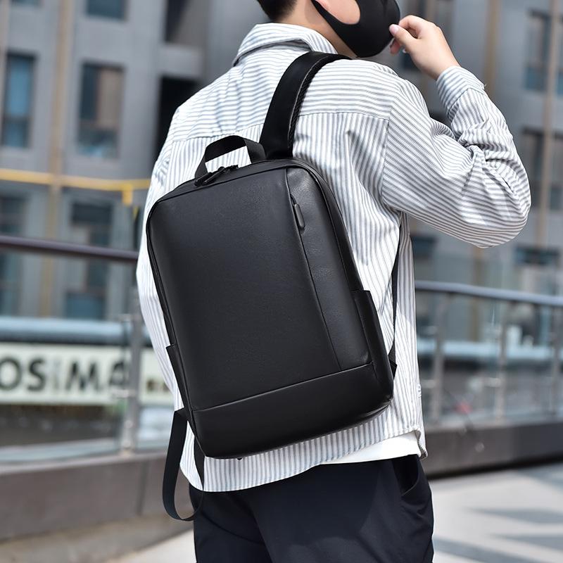 Business Men's Backpack Large Capacity Laptop Bag PU Middle School Student School Bag Business Backpack
