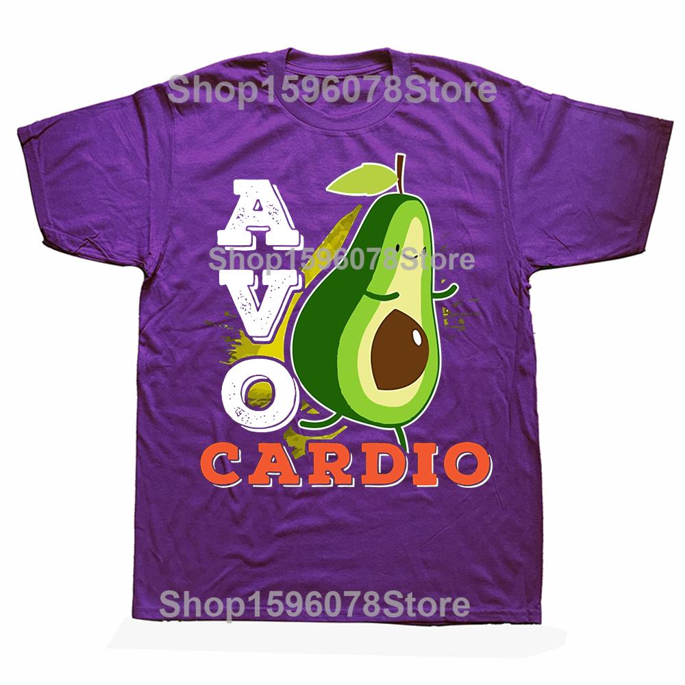 Avocardio Avocado Exercise Running Funny Cute Printed T Shirts Men Breathable Tees Summer Cotton Tshirt Hip Hop Loose TShirt