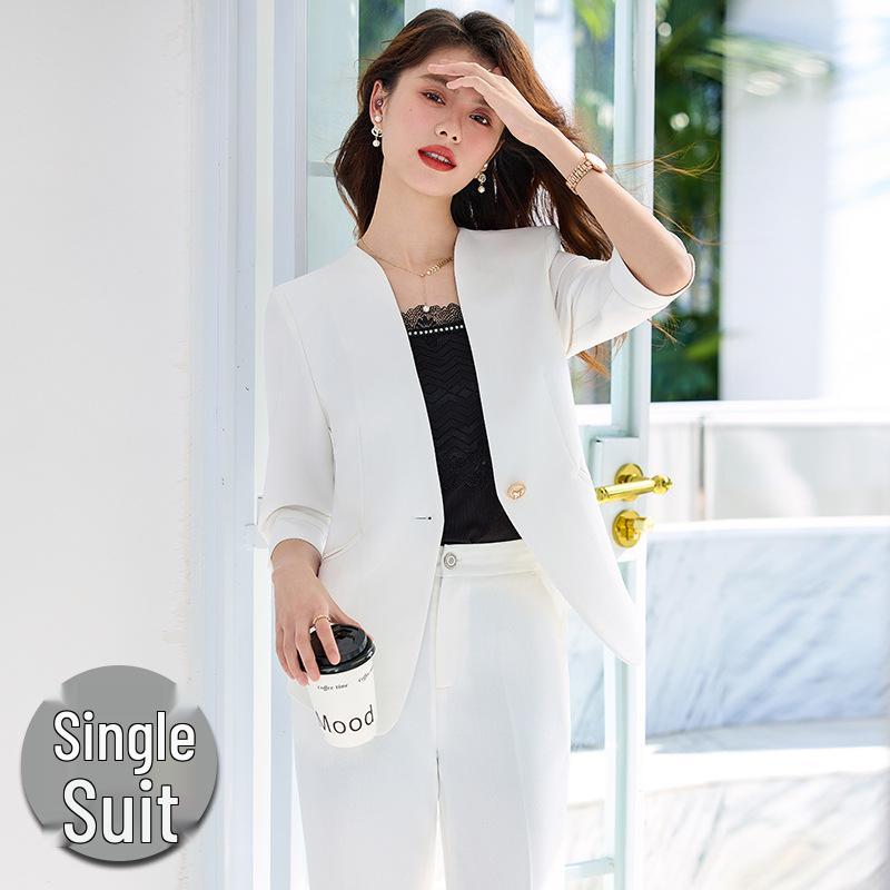 

Женский летний повседневный розовый блейзер с рукавом семь восьмых 2025 - Короткий, Для миниатюрных, Жакет с рукавом до локтя M