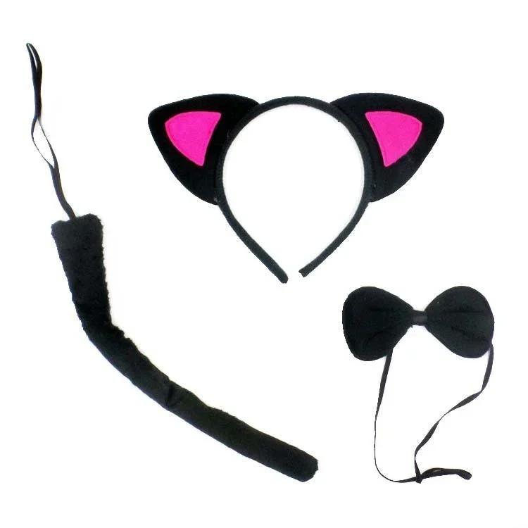 Set di animali per bambini da 3 pezzi con orecchie e coda Set di fasce per accessori per costumi Costume di Natale di Halloween