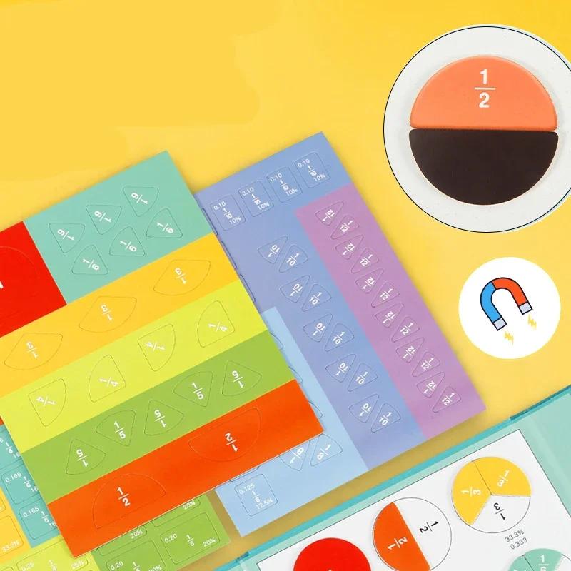 Montessori Magnetic Fraction Learning Math Toy Montessori Arithmetic Teaching Aids Wooden Book Educational Toys For Children