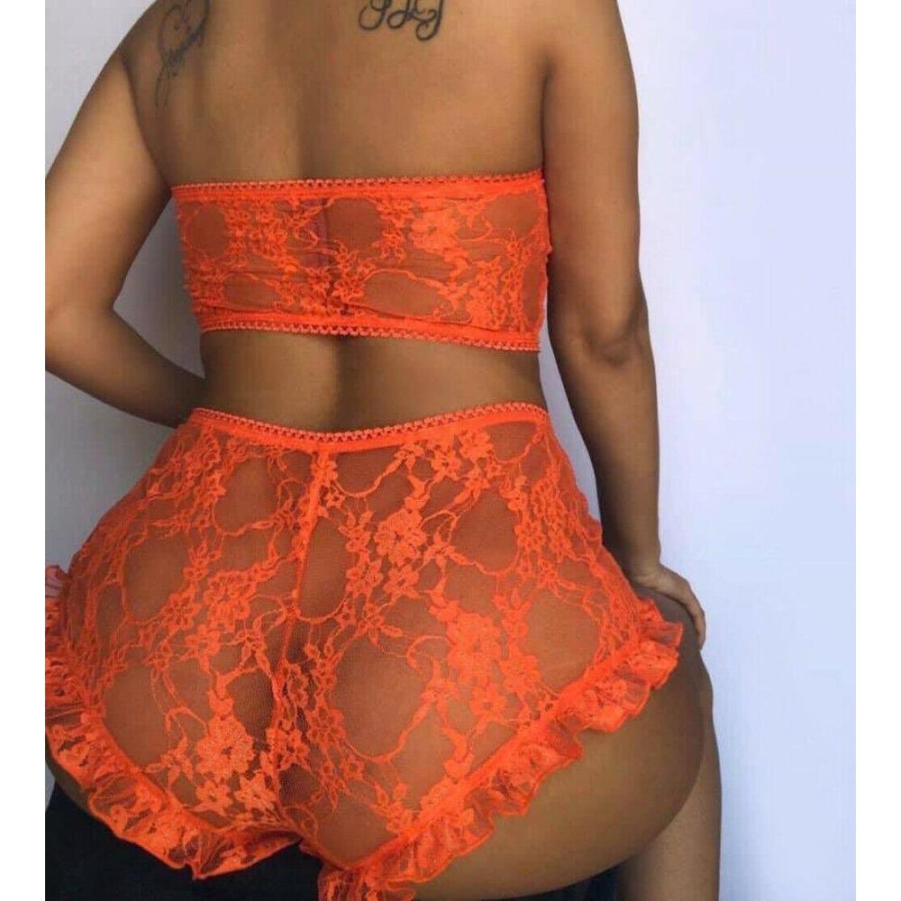 Sexy Lingerie Women's Lace Tulle Ruffled Lingerie Babydoll Sexy Perspective Hollow Sexy Lingerie Pajamas Exotic Set