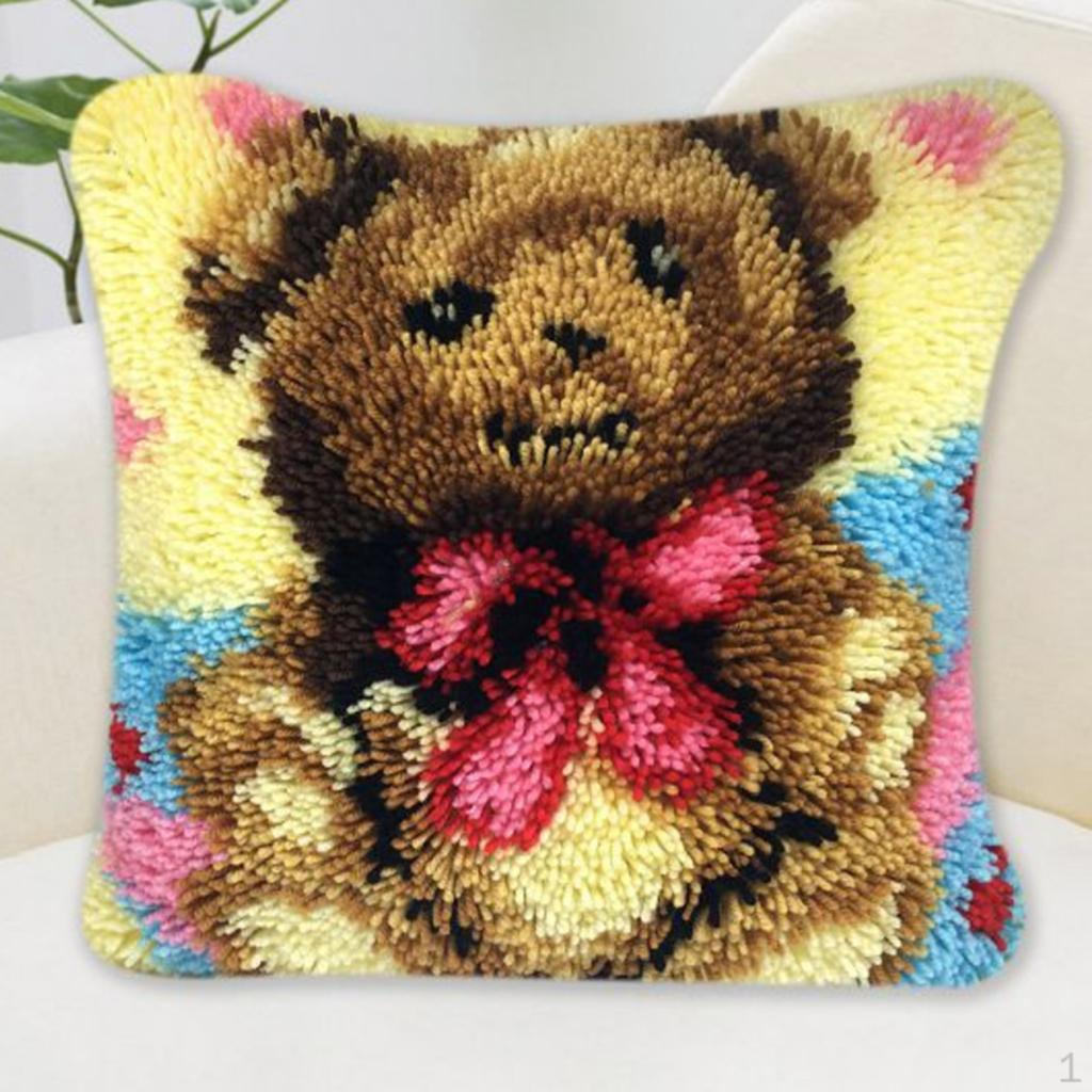 Animal Pattern Latch Hook Kit Embroidery Cushion Cover / Pillow Case 40x40cm