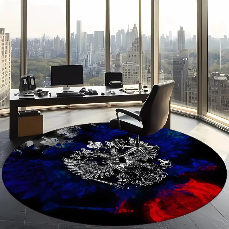 Russian Double Headed Eagle (14) Round Office Rug Decorative Floor Rug for Office Bedroom Living Room and Home Space