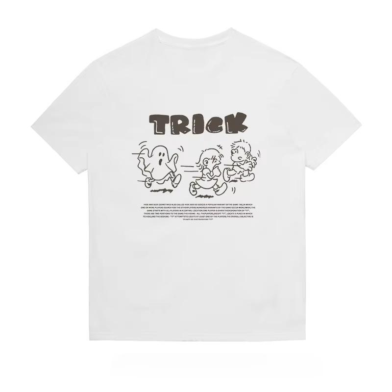 

2025 Summer New Style hideandseek fun printed cotton Tshirt Loose and fashionable couple shortsleeved mens and womens tops S