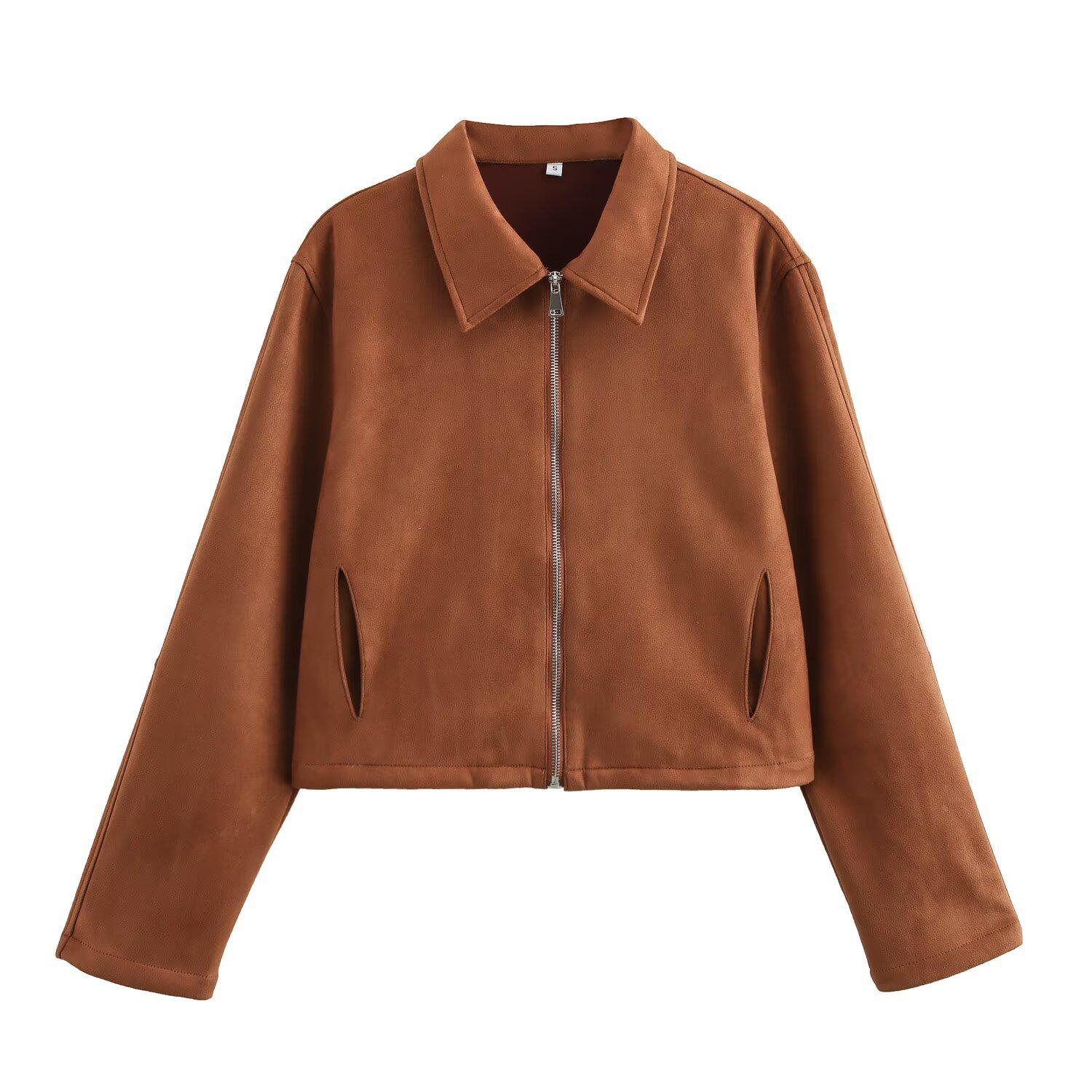 

2024 Autumn/Winter Women s Fashion Coat: Turn-down Collar Short Jacket Small