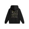 Li Ning Sports Lifestyle Series American Retro Logo Print Loose Hooded Sweatshirt Unisex Sweatshirt Black AWDU923-6