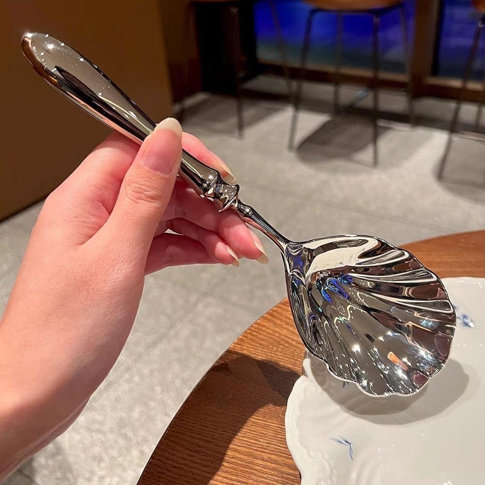 French Dessert Spoons Shell Shape Soup Spoon Creative Table Serving Spoons  Restaurant