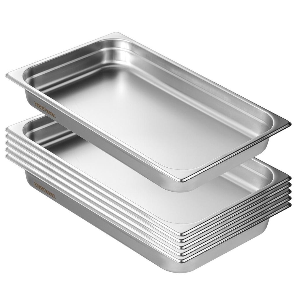 6er-Pack Vollgröße Hotelpfannen Dampftischpfanne Edelstahl 2,5" tief