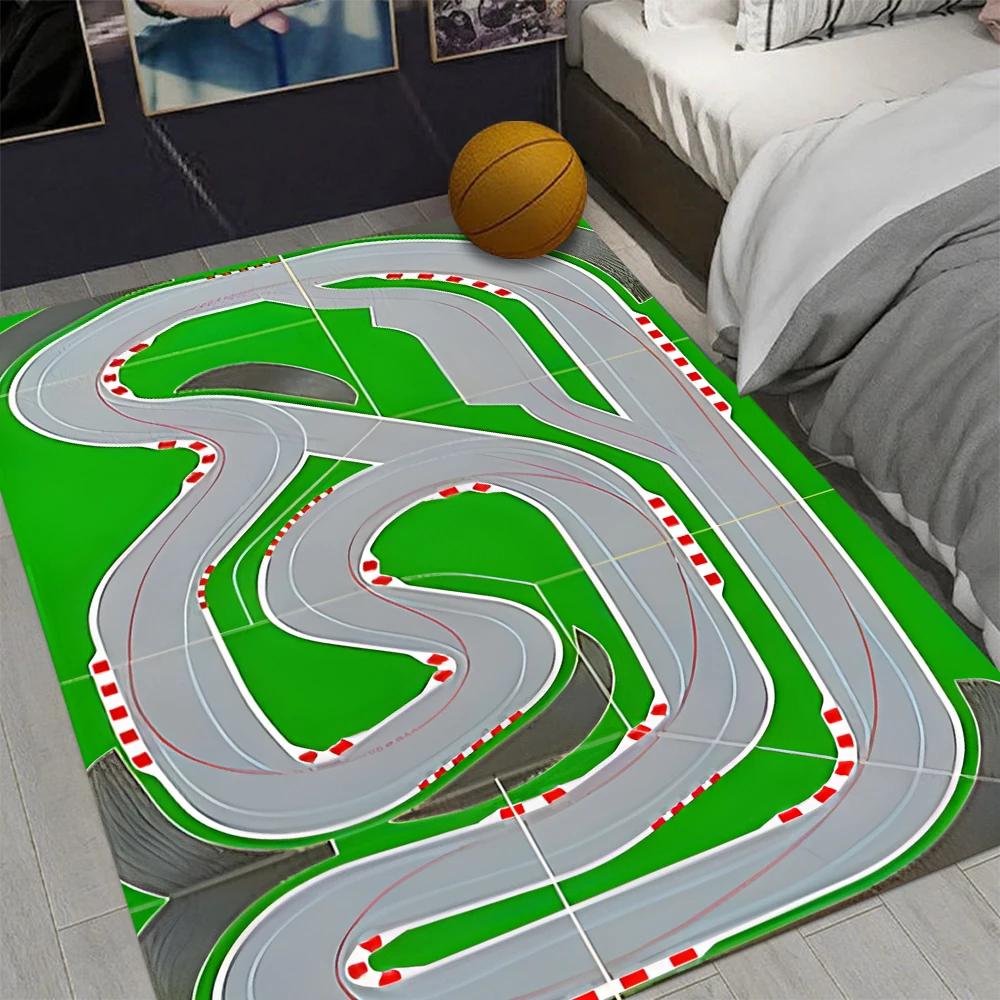 Race Track Rug: Toy Car Racetrack Speedway Design, Kids Room Decor, Living Room Home Decor Sofa Rug Bedroom Bedside Floor Mat