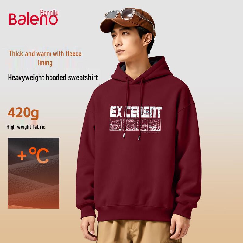 

Baleno Men s Fleece-Lined Hooded Pullover Sweatshirt with JPB Cat Graphic L
