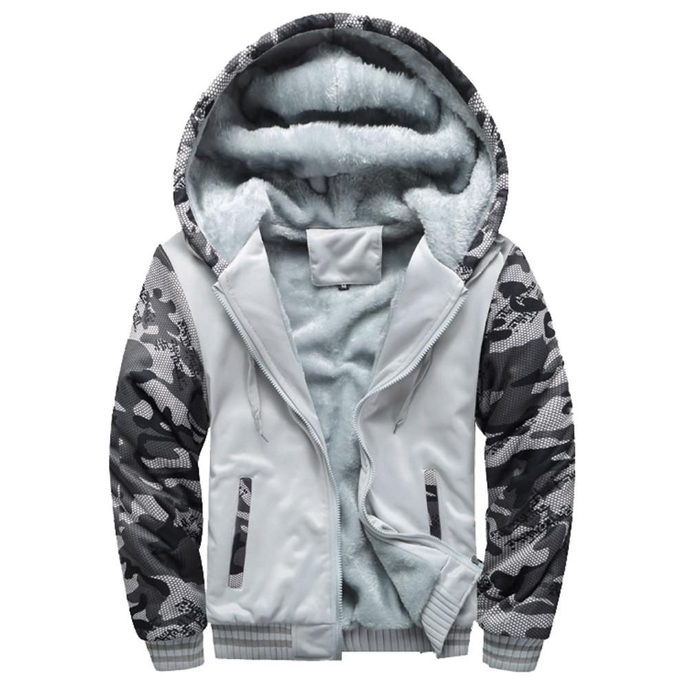 Pánská mikina s kapucí zimní teplý fleece zip svetr bunda svrchní oblečení kabát topy halenky