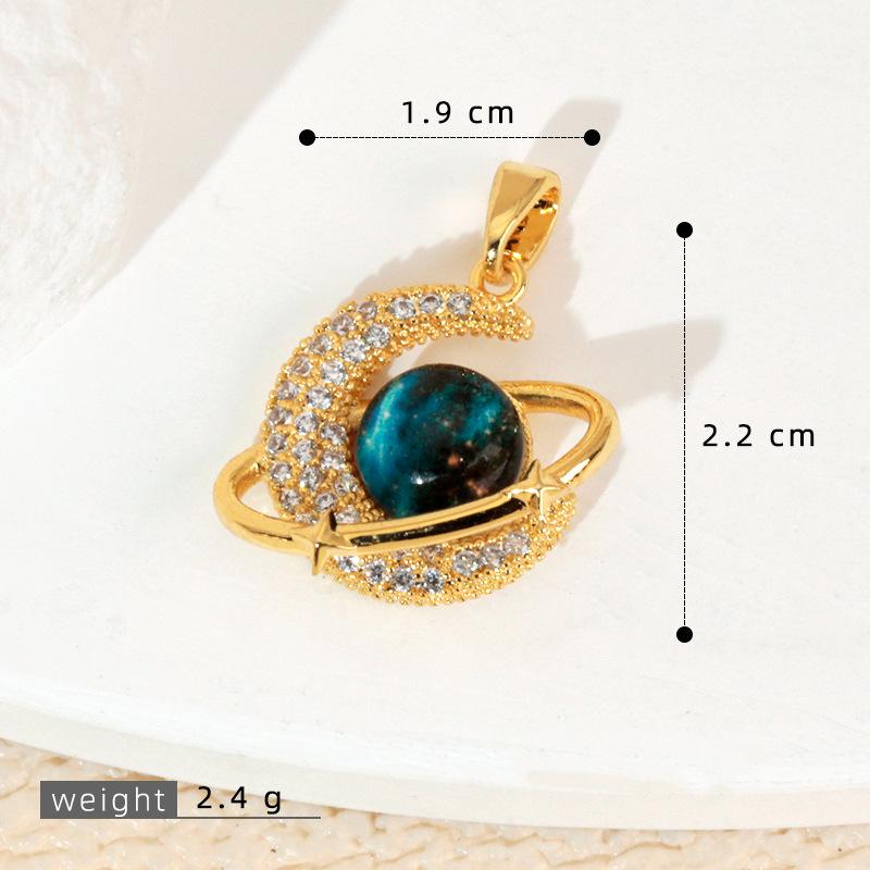 Kupfer Sternenhimmel Sonne & Mond Anhänger Halskette - Vielseitiges Luxus Schlüsselbein Kette Accessoire