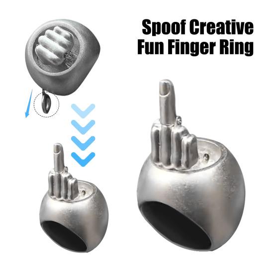 Middle Finger Popping-up Ring Rotating Middle Finger Ring Retro Personality Niche Stress Relief Ring Christmas Prank Middle Finger