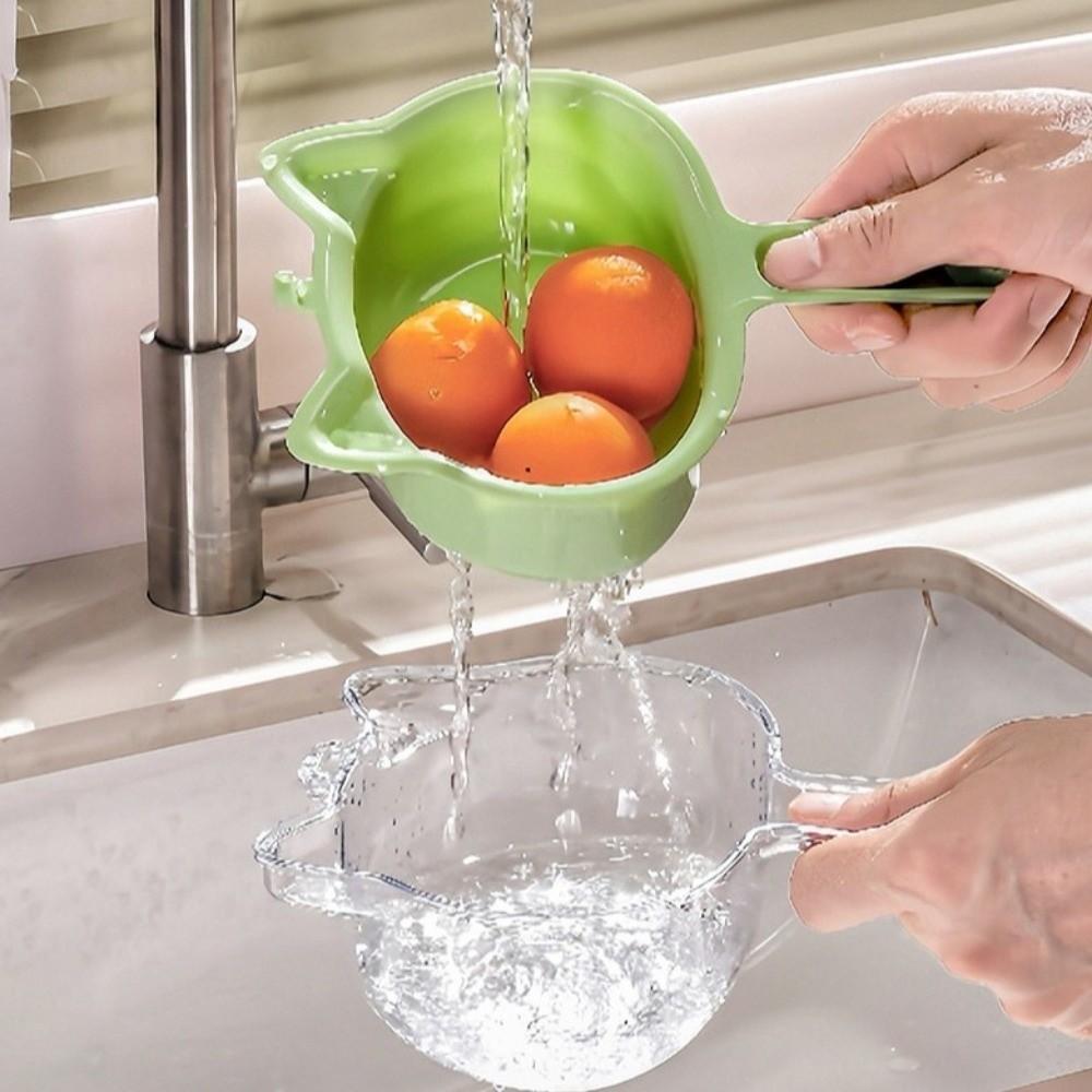 Large Capacity Fruit Washing Drain Basket 2-IN-1 Fruit Clean Colander  Family Gathering