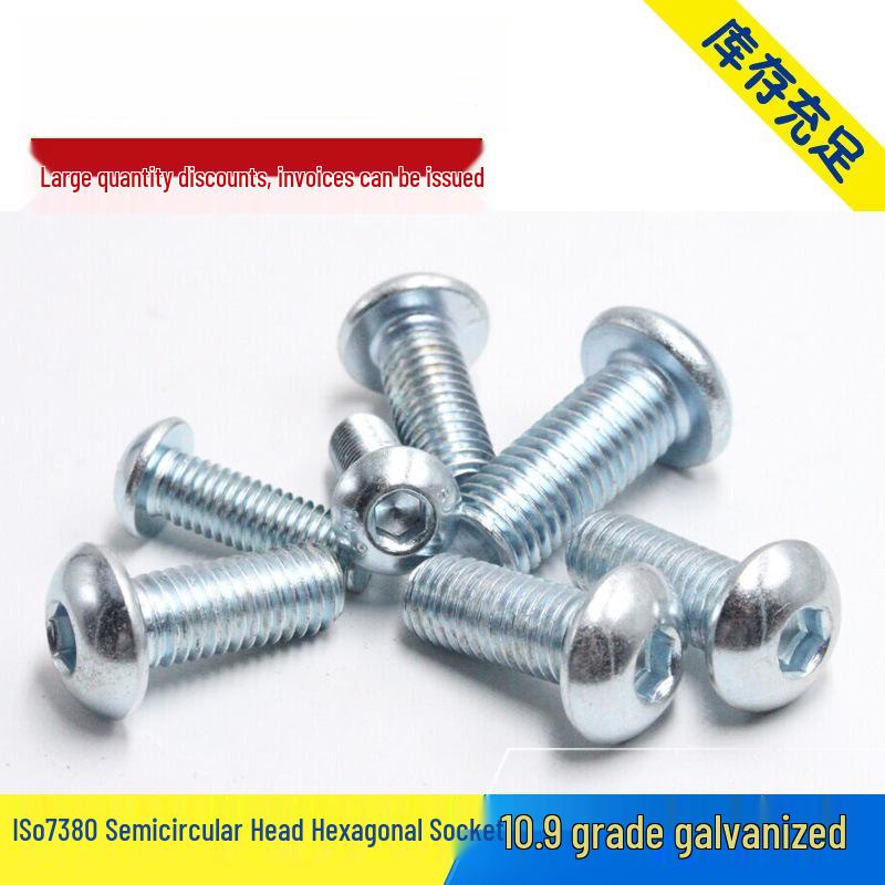 Galvanized Semicircular Pan Head Hex Socket Screws, Grade 10.9, Sizes M3-M12 M6*25(5 pieces)