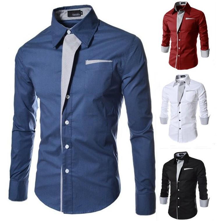 2023 Striped Multi-Color Slim Fit Men's Long Sleeve Shirt
