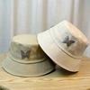 Iron Butterfly Embroidered Hat for Women, Summer Large Head Circumference Flat-Top Fisherman Hat, Plus Size Sun Hat, Face Slimming, Trendy for Men