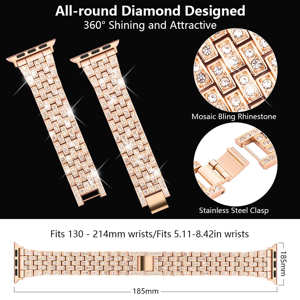 Classic Women Diamond Strap For Apple Watch Band 38mm 40mm 42mm 44mm Stainless Steel Bracelet For iWatch Ultra 49mm 41 45mm 9/8/7/6/5/43