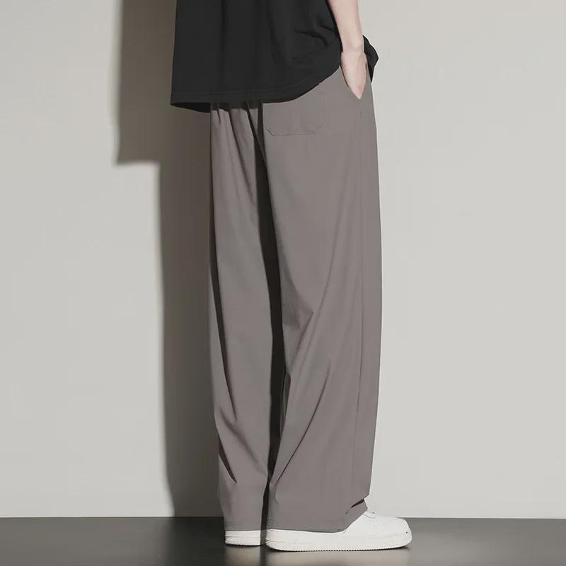 Men's Summer Trend Wide-Leg Ice Silk Casual Trousers - Loose Straight Sports Pants