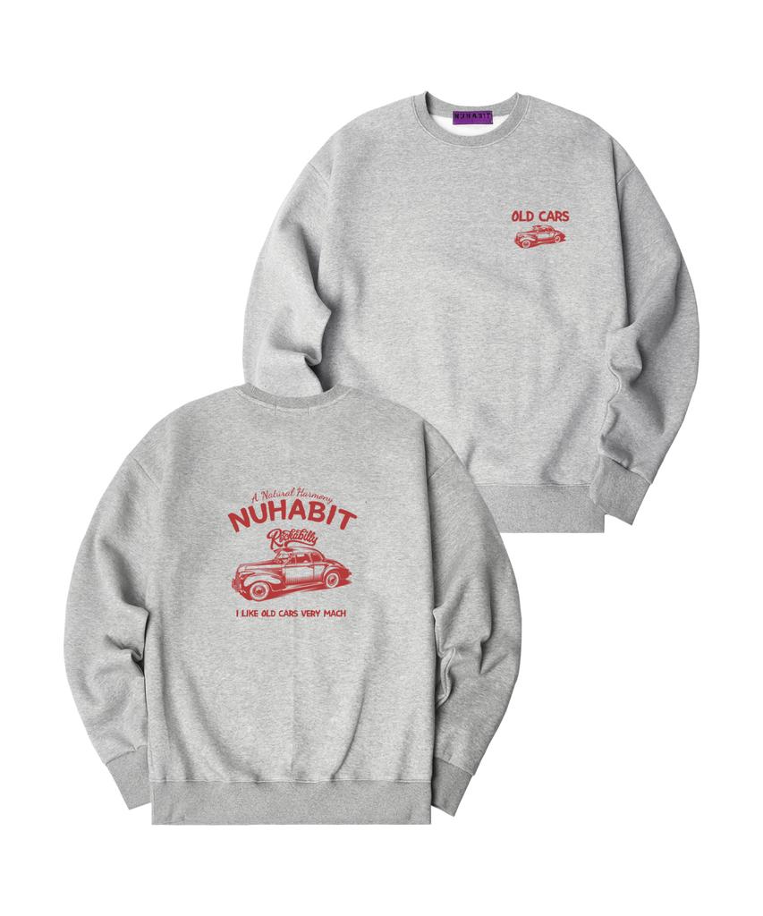 NUHABIT N/H Old Cars Oversized Fleece-Lined Sweatshirt_Gray (Som4-4Nh1208)