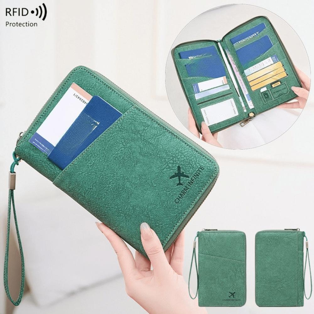 New RFID Anti-magnetic Passport Bag, Long Zipper Passport Holder, Travel Ticket, Multi-functional Storage ID Bag