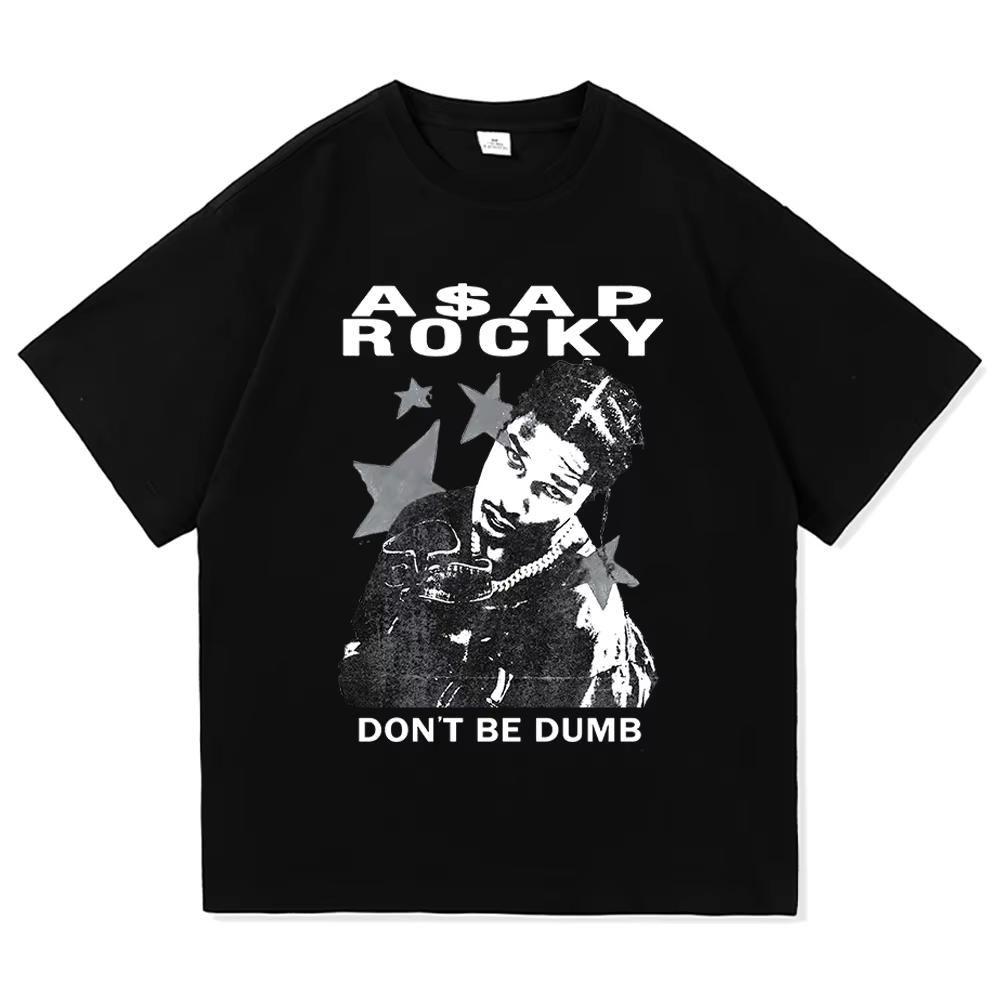 AAP ASAP Rocky Не Будь Глупым графика альбома 100% хлопок мужская футболка 2026 Летние рубашки Женские Y2k Хип-хоп Футболка с коротким рукавом S