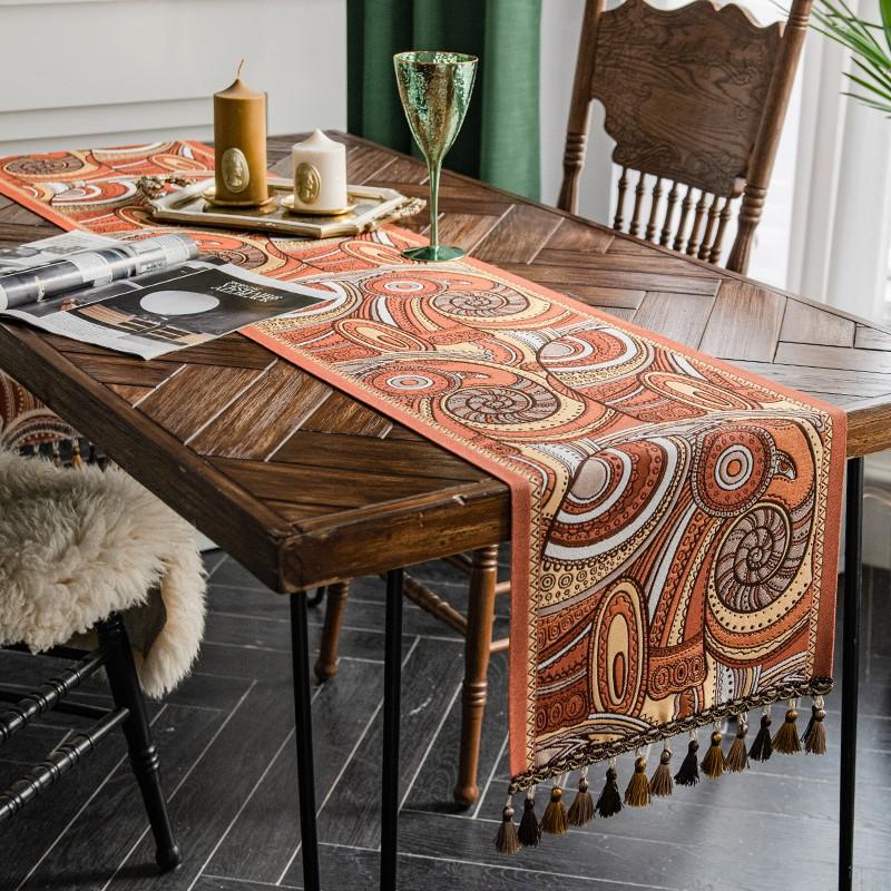 American Retro Jacquard Table Runner Dining Table Cloth Tea Table Cabinet Decorative Strip