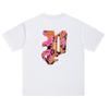 Unisex Loose Fit Cotton T-Shirt With Purple Letter Print Casual Top Teens Adults