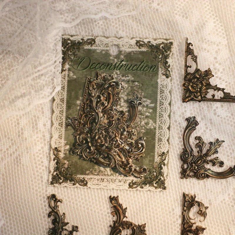 Pack Vintage Corner Stickers French Court Style Self-Adhesive Hollowed Out Photo Frames Stickers Collage Junk Journal Scrapbooking Material Stickers