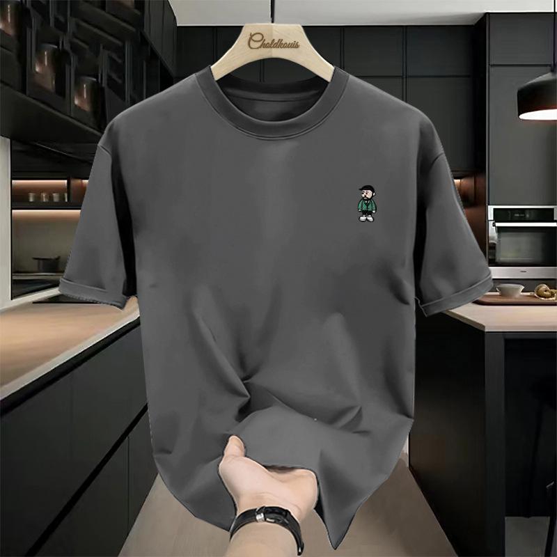 

Сверхпрочная премиальная полностью хлопковая 2025 летняя трендовая брендовая простая модная футболка с коротким рукавом для красивых мужчин и пар XL