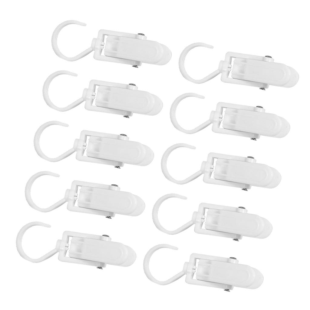10pcs Clothes Hook Clips Multi Purpose Strong Load Bearing Rotatable Plastic Hat Hanging Clips for Socks Curtains White