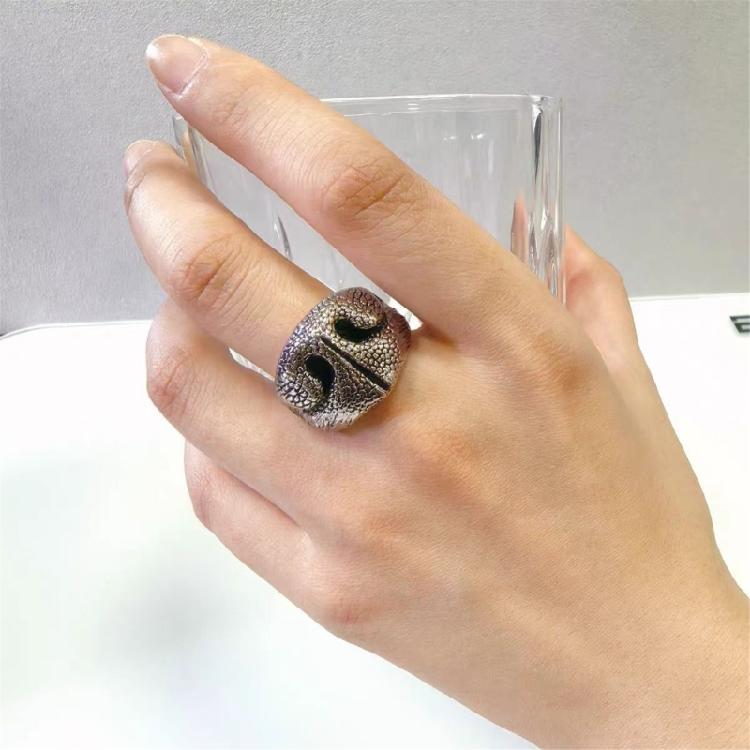 Leichter Legierungsring mit Tiermotiv, glatt poliert, verstellbare Öffnung, Fingerband für tägliche Accessoires
