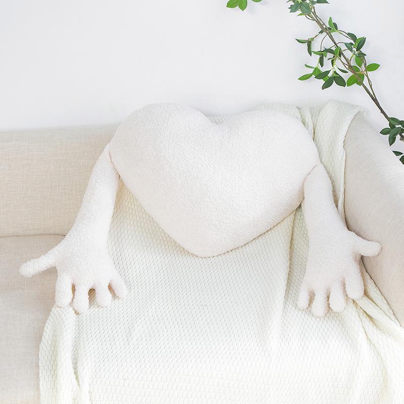 Пара Любовь Сердце Ладонь Подушка Плюшевые Игрушки Креативное Моделирование Красная Подушка Сине-Белые Плюшевые Куклы в Форме Сердца Любви 50*40cm  (fingerprint) белый