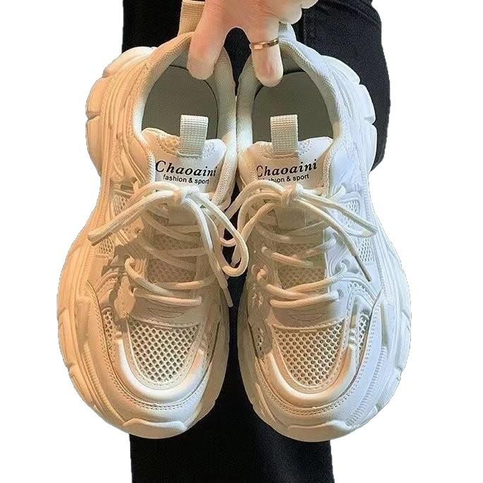 Chaussures de papa chaussures pour femmes automne nouvelles baskets en maille respirante à semelle épaisse antidérapantes