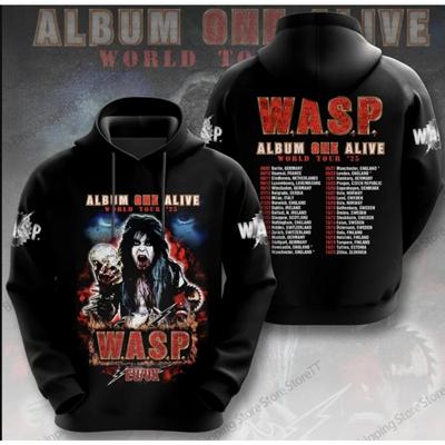 2026 Nowa Bluza z Kapturem Wasp Band 3D Print Mężczyźni Kobiety Moda Codzienna W.a.s.p. Bluza z kapturem z nadrukiem bluza dresowa casualowa odzież męska