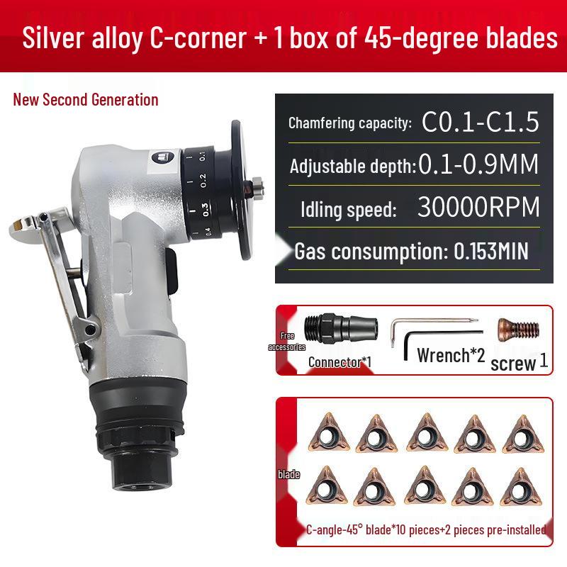 Handheld Mini Pneumatic Chamfering Machine: 45° C/R-Angle Deburring Tool for Woodworking and Metal