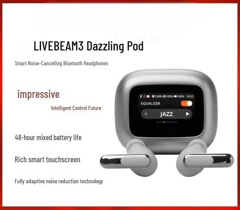 JBL LIVE BEAM3 Smart Touch Bluetooth Headset with ANC Noise Reduction, Colorful Pod V20