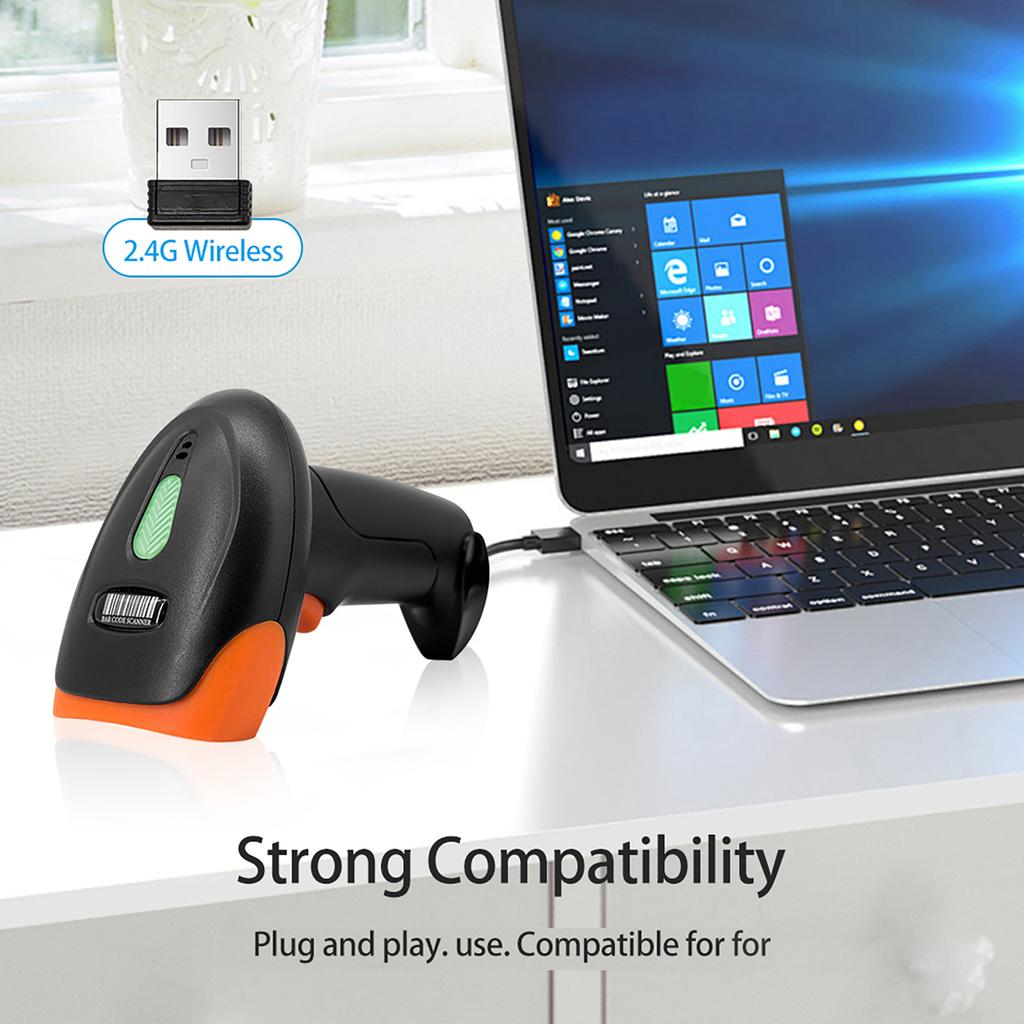 Handheld 1D 2D QR Barcode Scanner USB Kabelgebundener Barcode-Leser Manuell Kontinuierliches Scannen CMOS-Bildsensor Unterstützt Papier